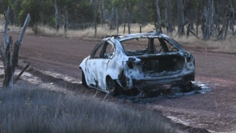 A man's body was found inside a burnt-out car at Springs, north of Boddington, in Western Australia earlier this month. Picture: Western Australia Police Force