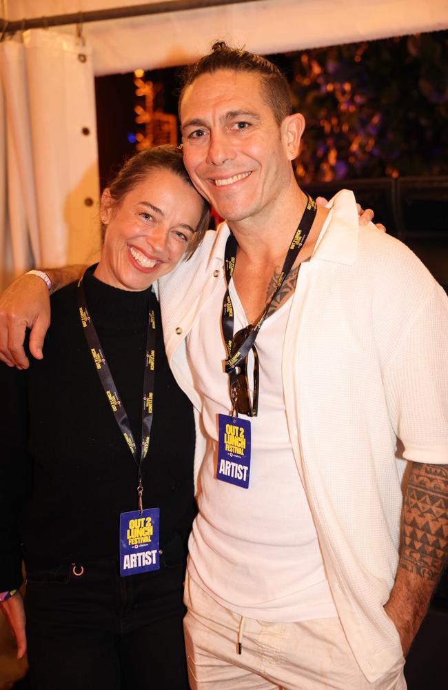 Geraldine Rodigas and Joe Robinson at the Out 2 Lunch Festival 2025 on Saturday at Broadwater Parklands Southport for Gold Coast at Large. Picture, Portia Large.