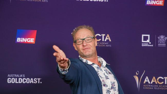 Rob Carlton arrives on the Red Carpet at the 2024 Aacta Awards at HOTA on the Gold Coast. Picture: Glenn Campbell