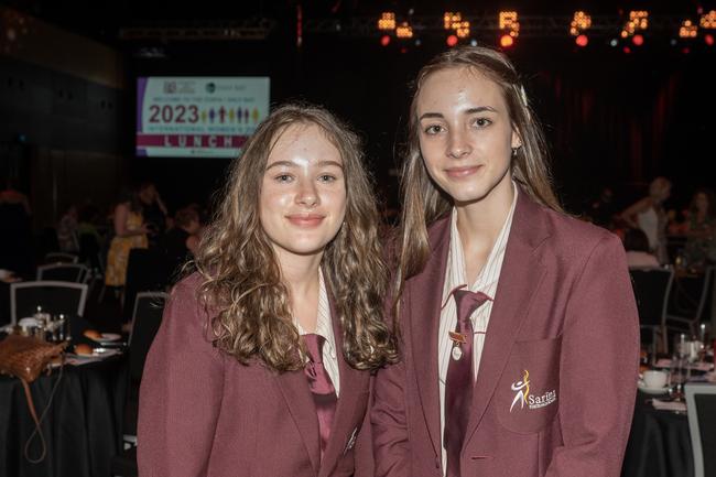 Katie-Rose Rigby and Hunter-Mae Veitch at the Zonta Club of Mackay Inc International Women's Day Luncheon at the MECC Sunday March 5 2023 Picture: Michaela Harlow