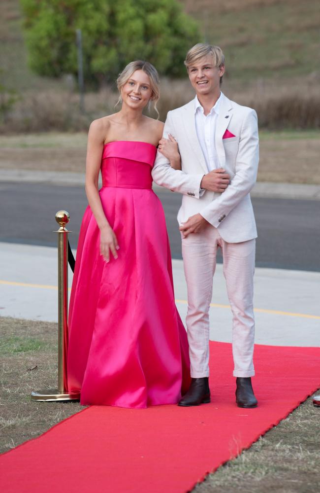 Judah Smith and Jenna Williams of Cooloola Christian College graduating class 2023 arrive at their formal. October 5, 2023. Picture: Christine Schindler