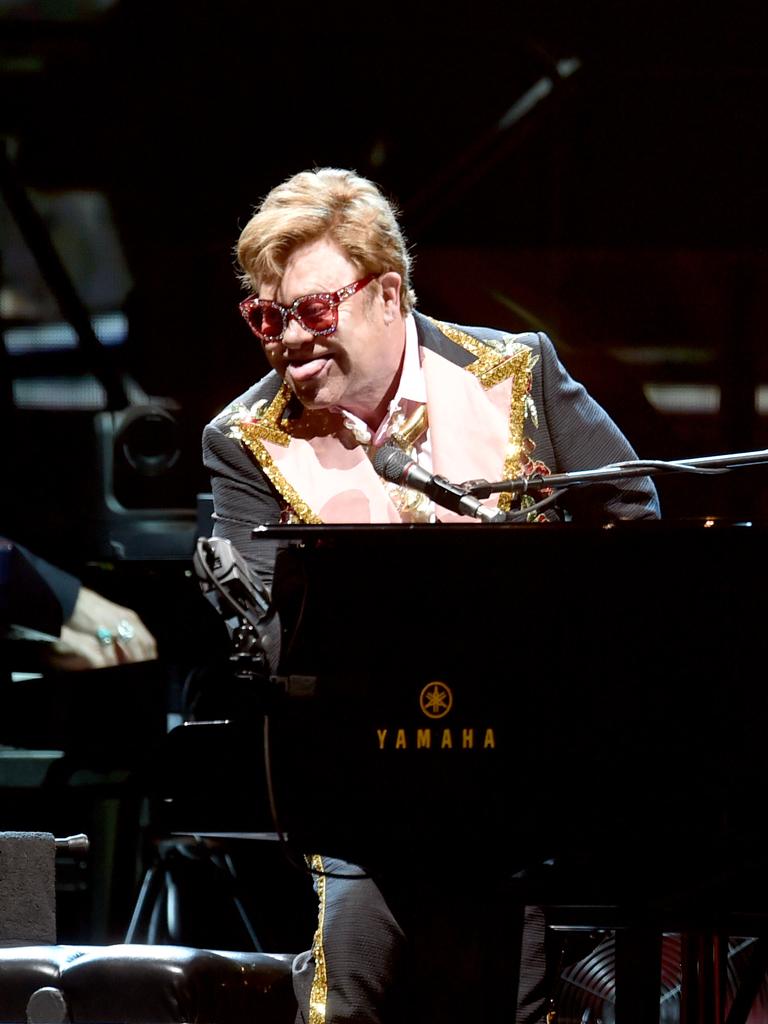 Elton John performs at the Queensland Country Bank Stadium in Townsville. Picture: Evan Morgan