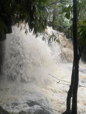 Somersby Falls during torrential rain on March 20 2021