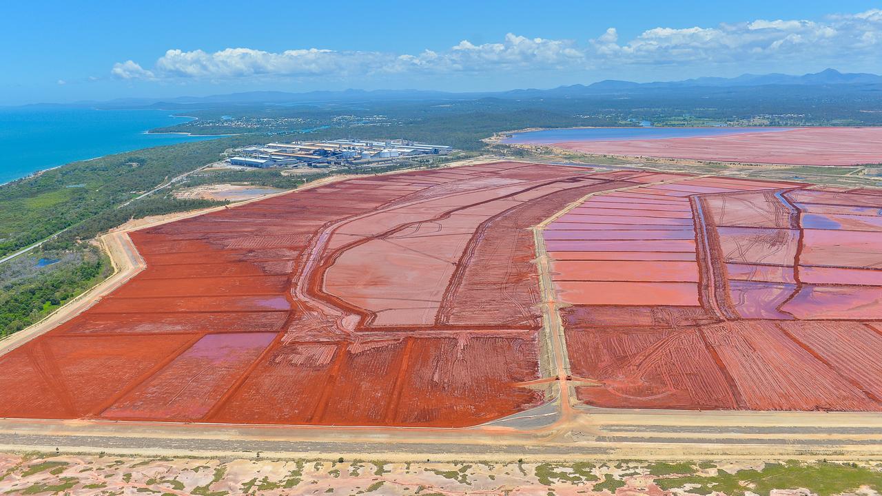 Aerial view of Gladstone’s Red Mud Dam. Picture: Mike Richards