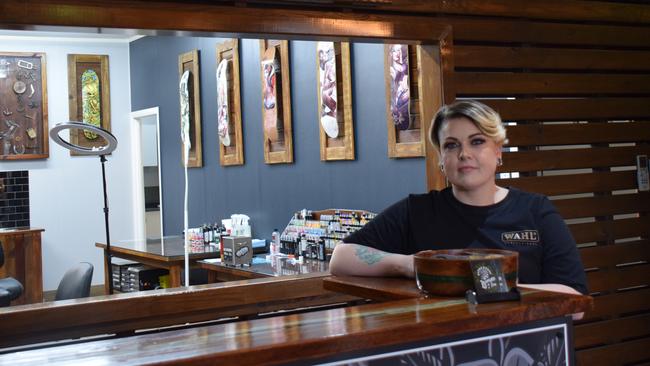 Barber Jami Austin has partnered with GM Tattoos Dalby to open up a new shop, Leopard &amp; Fade Barber. Picture: Emily Devon