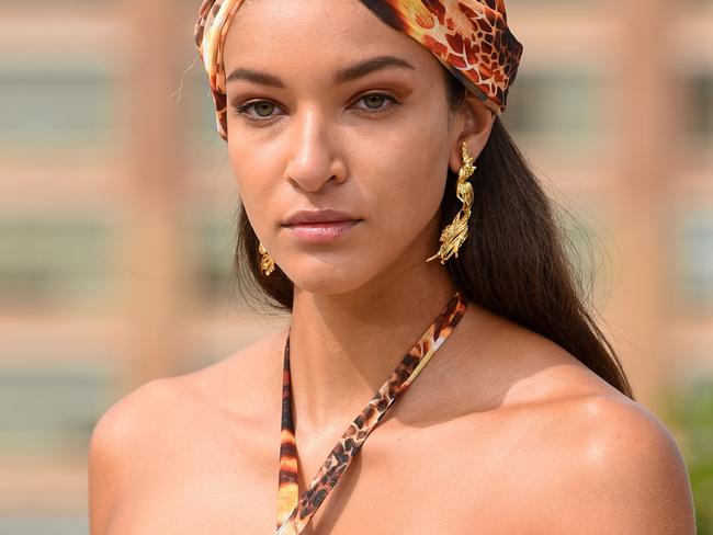 NEW YORK, NEW YORK - SEPTEMBER 15: A model poses for the Bronx & Banco presentation during September 2020 - New York Fashion Week: The Shows at Spring Studios Terrace on September 15, 2020 in New York City. (Photo by Jamie McCarthy/Getty Images for Bronx & Banco)