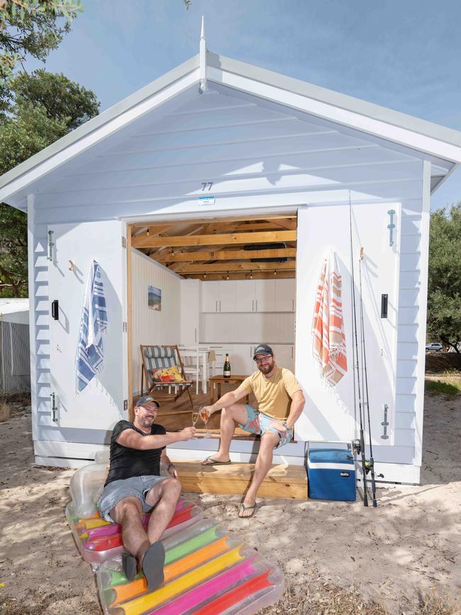 Chris Montgomery and his business partner Jesse Bentley built this beach box in Rosebud on the site of an old one that was falling down. Picture: Tony Gough