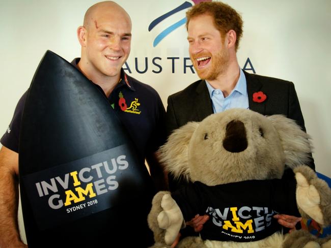 Prince Harry and Steve Moore, Captain of the Wallabies and one of the Invictus Games ambassadors. Picture: Invictus Games.