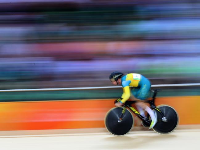 Glenn O’Shea in action during the Men’s Omnium Flying Lap at the Rio Olympics 2016 track cycling at the Rio Olympic Velodrome. Picture: Adam Head