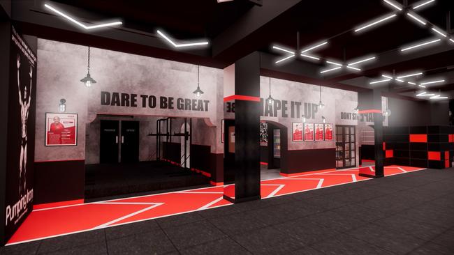 Iron Industry gym concept designs for the former Mars Bar site in Adelaide. Picture: SOKO Design Studio