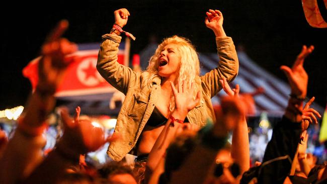 Lorne Falls Festival: New Year’s Eve 2017. Revellers seeing in the New Year with Run the Jewells. Picture- Nicole Cleary