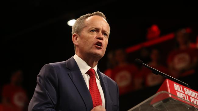 Opposition Leader Bill Shorten makes a speech during his campaign launch. Picture Kym Smith