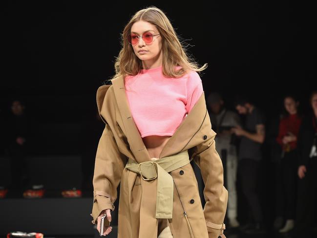 Gigi Hadid walks the runway during rehearsal for the Jeremy Scott collection during, New York Fashion Week: The Shows at Gallery 1, Skylight Clarkson Sq on February 10, 2017 in New York City. Picture: Getty