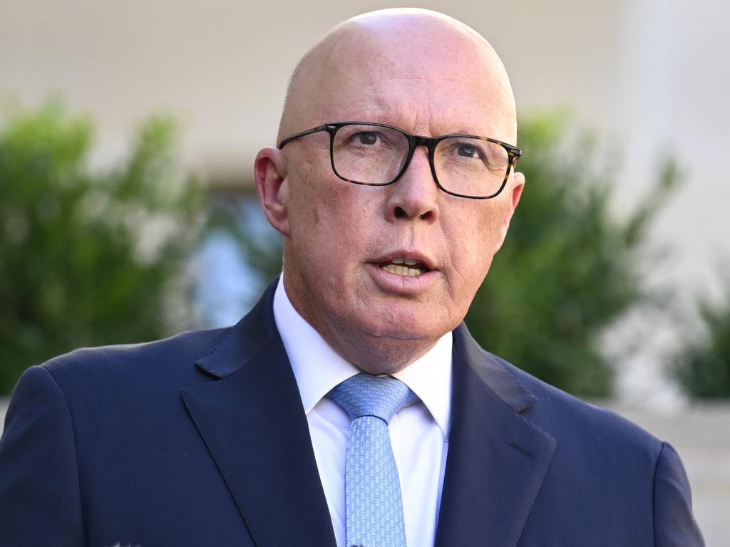 CANBERRA, AUSTRALIA  - NewsWire Photos - February 3, 2025: Leader of the Opposition Peter Dutton during the last post ceremony at the Australian War Memorial in Canberra. Picture: NewsWire / Martin Ollman