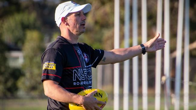 North Sunshine coach Ange Messina calls the shots at training. Picture: Supplied