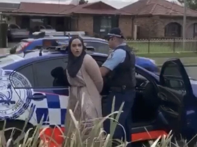 Hannah Ayoub is arrested by police. Picture: Supplied