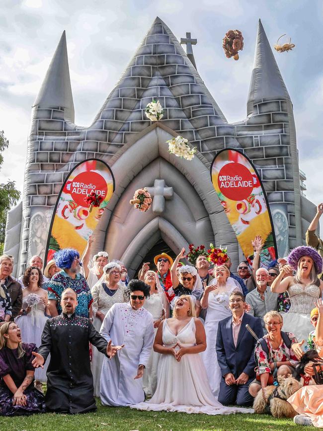 The Inflatable Church is an immersive show with the goal of marrying 12 couples a day throughout the Fringe season. Picture: Russell Millard Photography