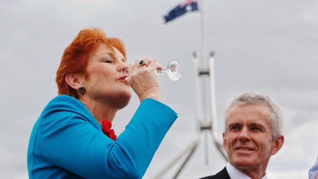 Pauline Hanson celebrates Donald Trump’s victory in the US election. Picture: Supplied