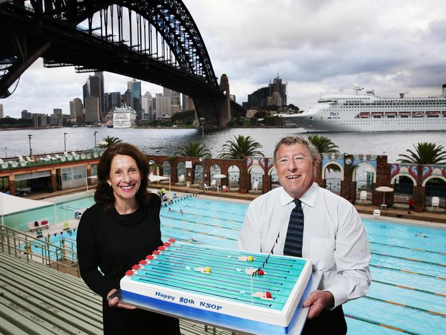 North Sydney Mayor Jilly Gibson and pool manager Norm Boyle celebrated the pool’s 80th birthday in 2016.