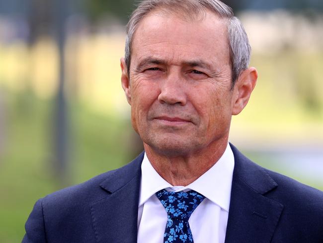 Premier Roger Cook said high-risk family violence offenders would be shackled and monitored. Picture: NewsWire / Kelly Barnes