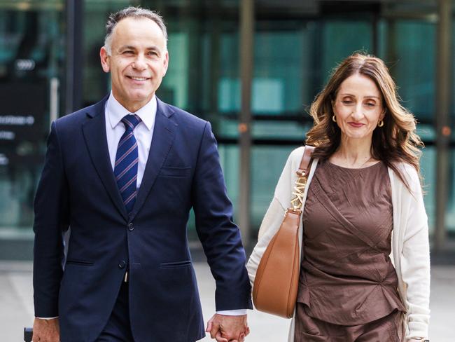 Opposition Leader John Pesutto with his wife Betty outside the Federal Court in Melbourne. Picture: Aaron Francis