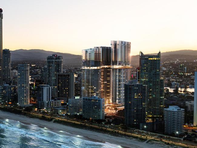 Artist impression of SPG's Paradiso Place towers planned for Surfers Paradise.