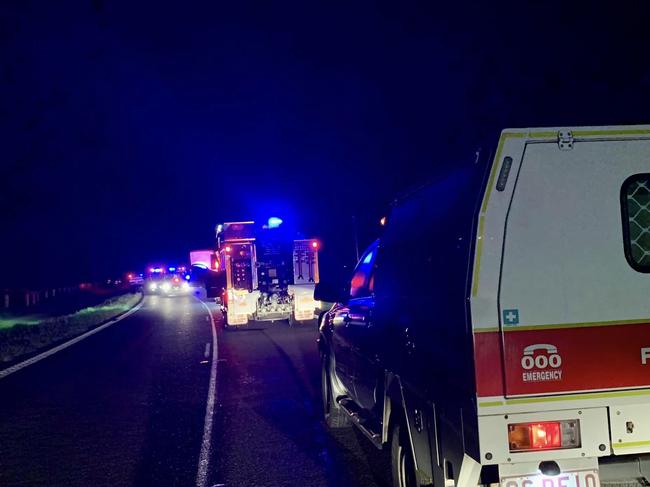 Two men have died after the car they were travelling in collided with a truck on a major highway south of Cairns late last night. Photo: QAS