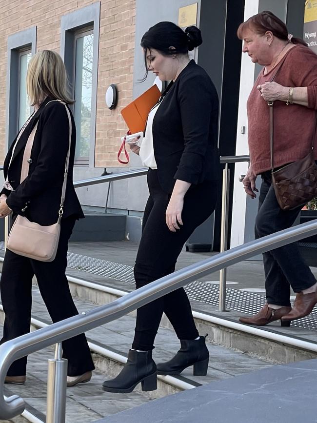 Ashleigh Juka Gavin (middle), a senior constable, leaving court after pleading guilty to mid range drink driving.