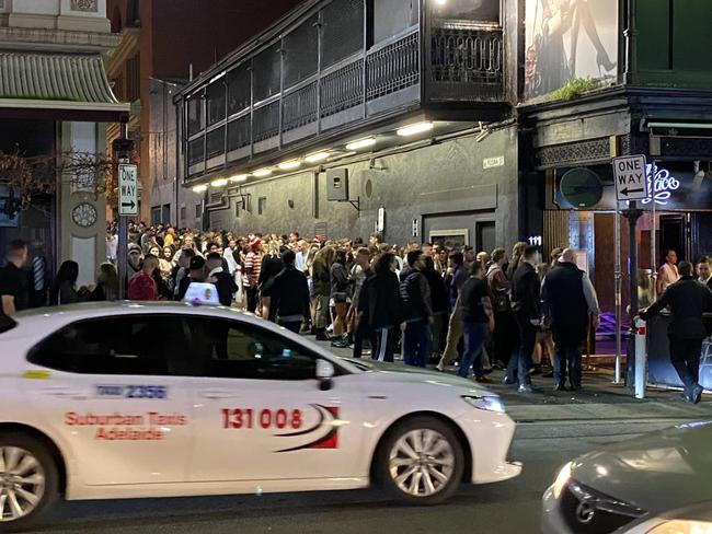 Patrons lining up at Red Square nightclub on Hindley Street in July. Picture: Supplied