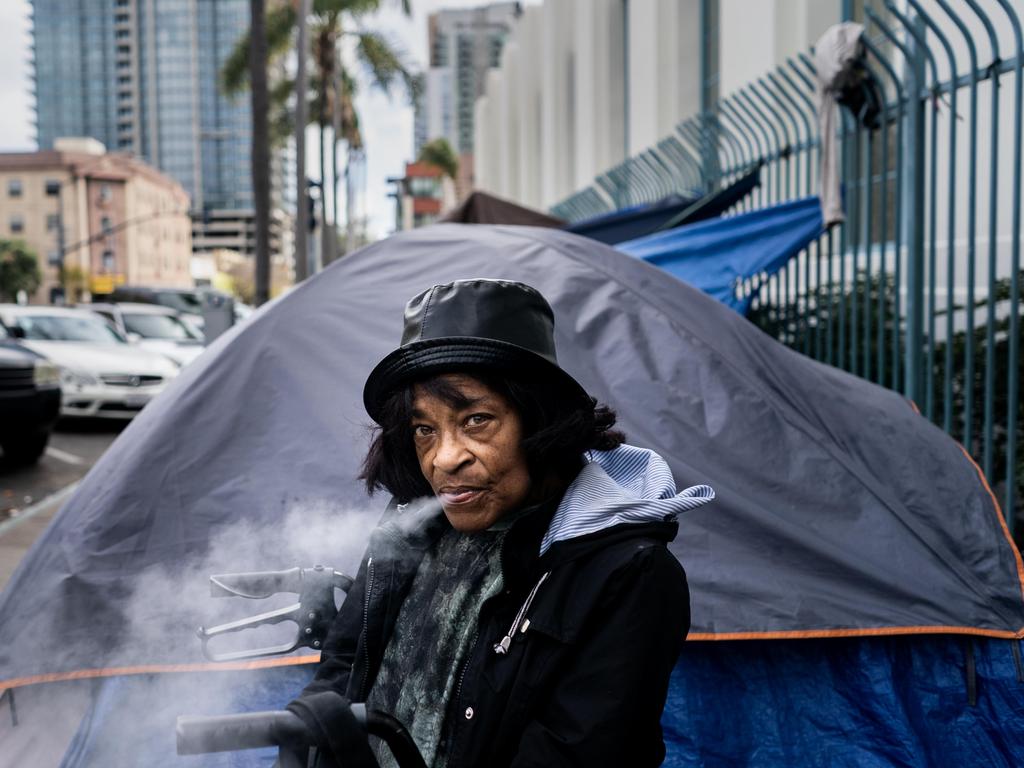 Mexican drug cartels ship the drug into the United States through southern border towns like San Diego, where the homeless openly smoke fentanyl in tent cities. Picture: Getty Images