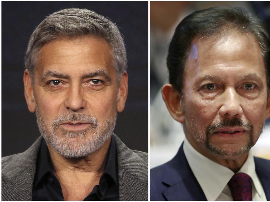  George Clooney and Brunei's Sultan Hassanal Bolkiah. Picture: AP