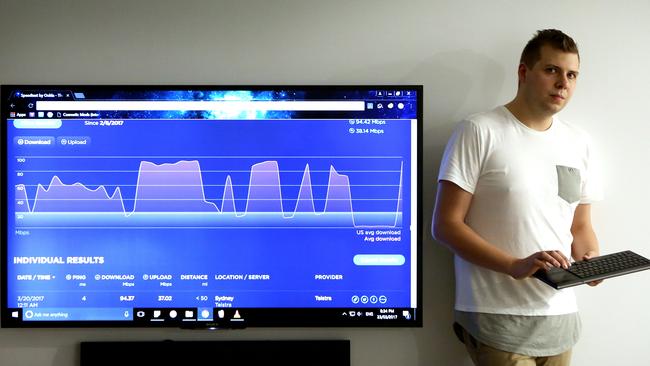 Lawrence Drayton from Asquith, NSW, was not happy with his NBN connection when he signed up. Picture: James Croucher