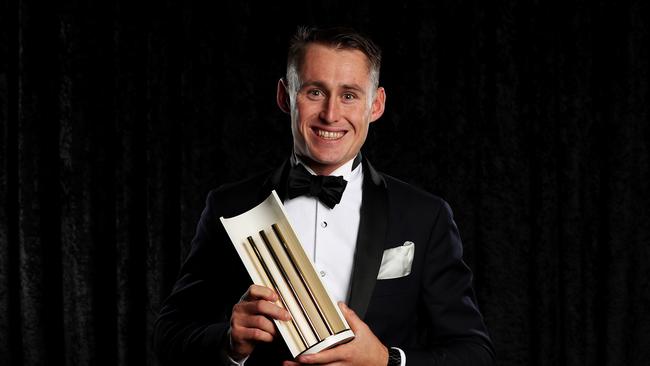 Marnus Labuschagne poses with the Men's Test Player of the Year award during the 2020 Cricket Australia Awards at Crown Palladium on February 10, 2020 in Melbourne, Australia. Picture: Graham Denholm/Getty Images