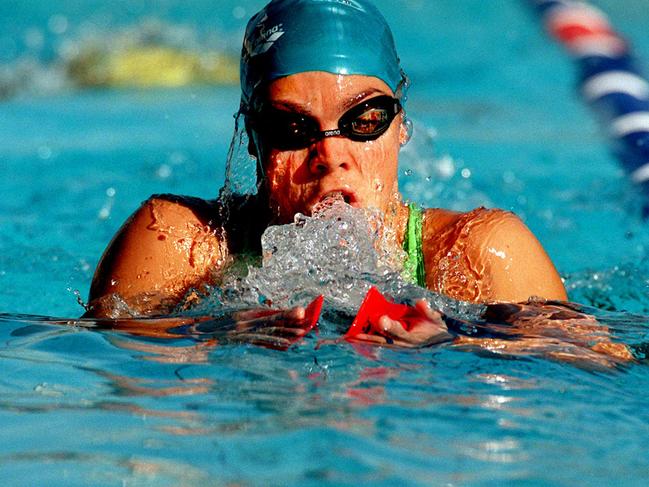 Swimmer Sam Riley training in Brisbane in 1995. 