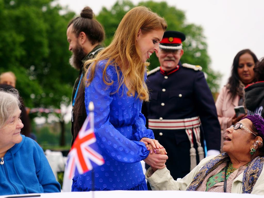 Princess Beatrice talks with a member of the public during the Big Jubilee Lunch organised by Westminster Council for local volunteer groups who helped during the pandemic. Picture: Getty Images