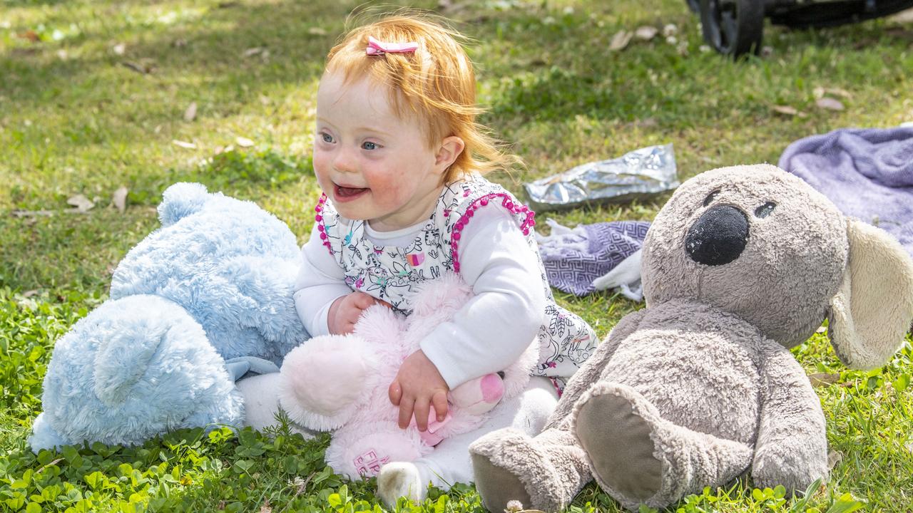 Annie Macan (12 months) at the Toowoomba Carnival of Flowers Teddy Bears Picnic. Picture: Nev Madsen.