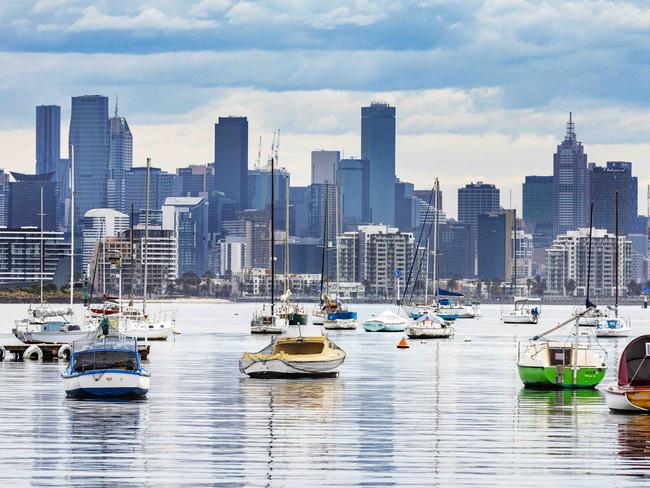 MELBOURNE, AUSTRALIA - NewsWire Photos - OCTOBER 28, 2021: Melbourne's CBD seen from Williamstown. Victoria's Department of Health issues 'high risk warning' for thunderstorm asthma event. Picture: NCA NewsWire/Sarah Matray