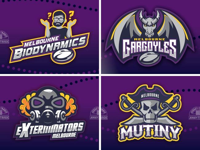 Alternate Melbourne Storm names and logos. Picture: @jersey_tragic