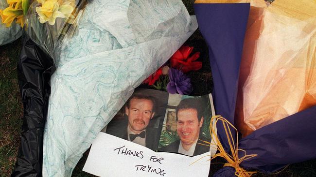 Flowers and tributes left at the scene of the double murder.