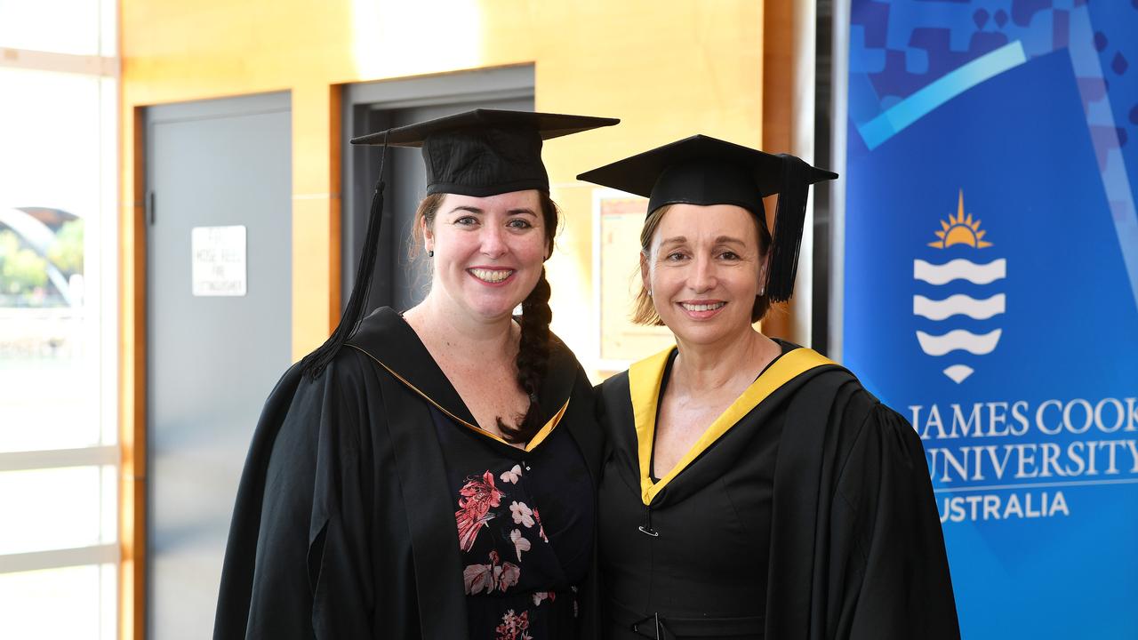 Claire Holland and Tina Hoyer at the James Cook University 2023 Graduation. Picture: Shae Beplate.