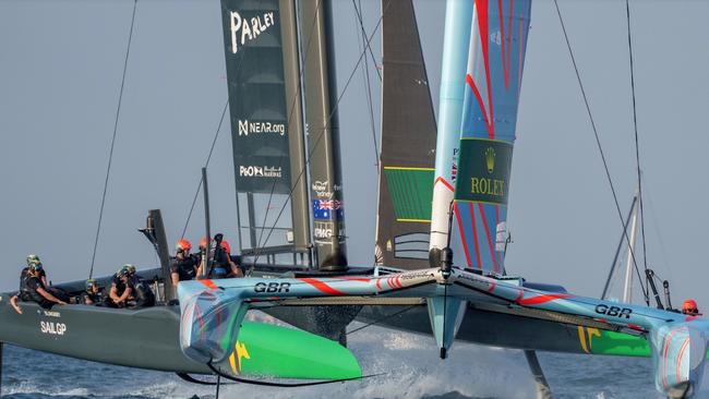 Australia and Great Britain battled it out in the final race. Photo: Bob Martin for SailGP