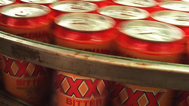 The XXXX beer production line at the Castlemaine Perkins brewery in Brisbane