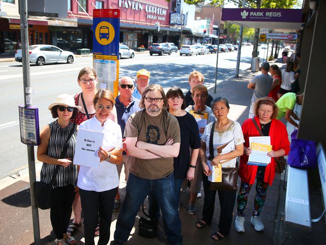 They don’t want this bus stop to be moved. Picture: Phillip Rogers