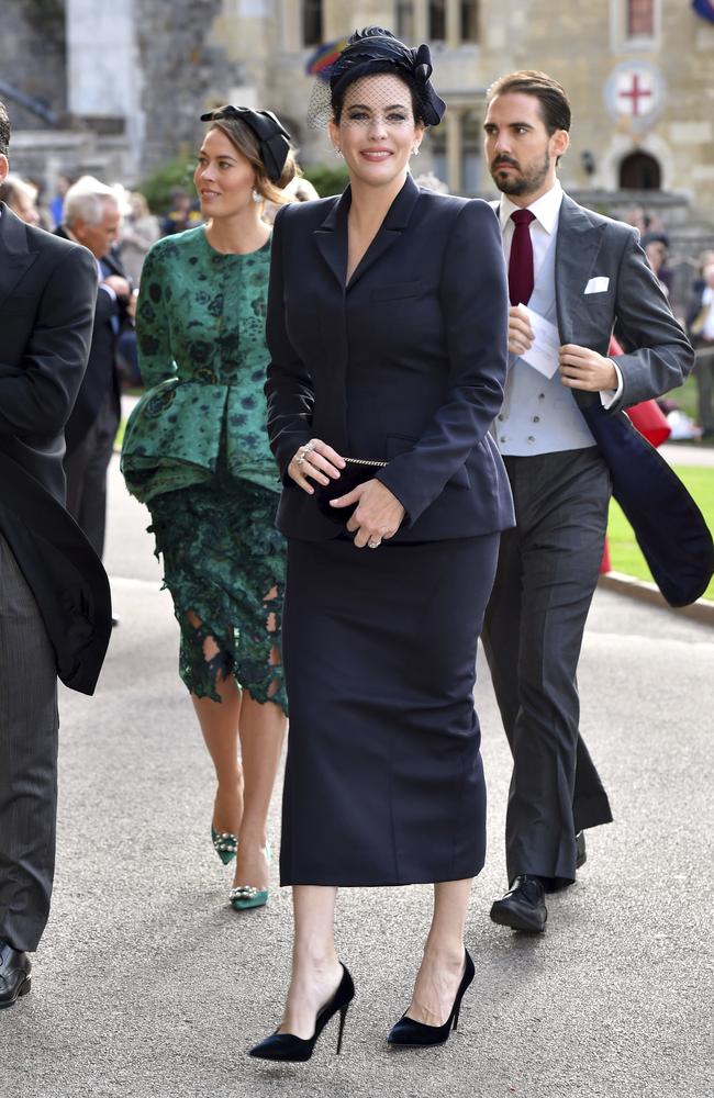 Liv Tyler arrives for the wedding of Princess Eugenie of York and Jack Brooksbank at St George’s Chapel, Windsor Castle, near London, England, Friday Oct. 12, 2018. (Matt Crossick/Pool via AP)