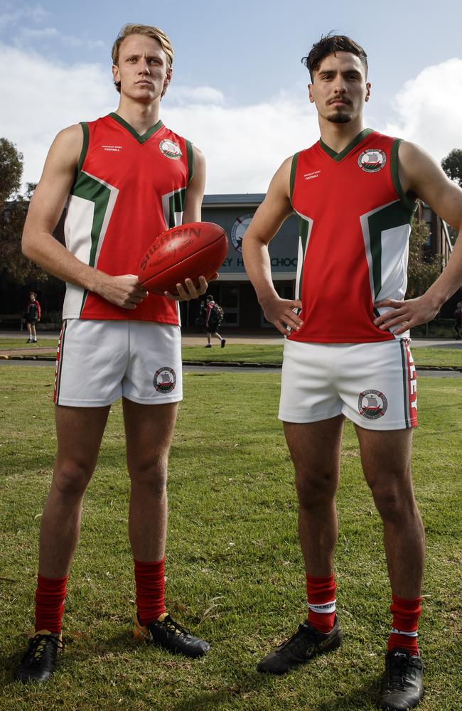 Henley High School’s Jack Lukosius and Izak Rankine, who are classmates and contenders to go at pick one at this year's AFL national draft. Picture: Matt Turner