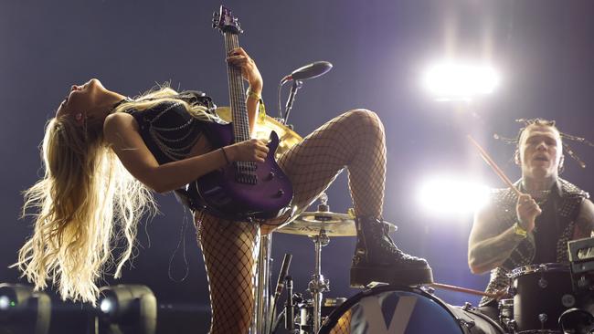 Sophie Lloyd onstage during the 2023 Sports Illustrated Super Bowl Party. (Photo by Ethan Miller/Getty Images)