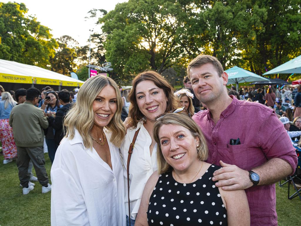 Naomi Chantler (front) with (back, from left) Jenna Briskey, Shannon Corbet and Mitchell McWaters at the Toowoomba Carnival of Flowers Festival of Food and Wine, Saturday, September 14, 2024. Picture: Kevin Farmer