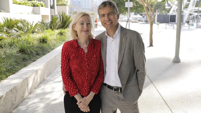 New Adelaide University vice-chancellor Peter Hoj and wife Mandy Thomas. Pic Mark Cranitch.