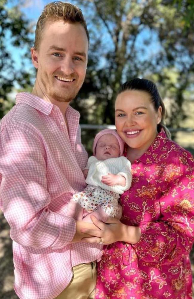 Matthew Cox and Tayla Black with their baby daughter, Murphy Margaret.