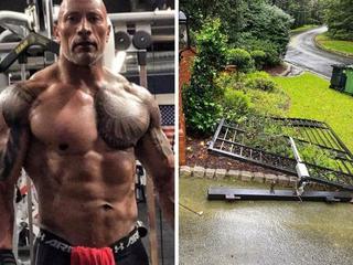 Of course The Rock can tear down his front gate.